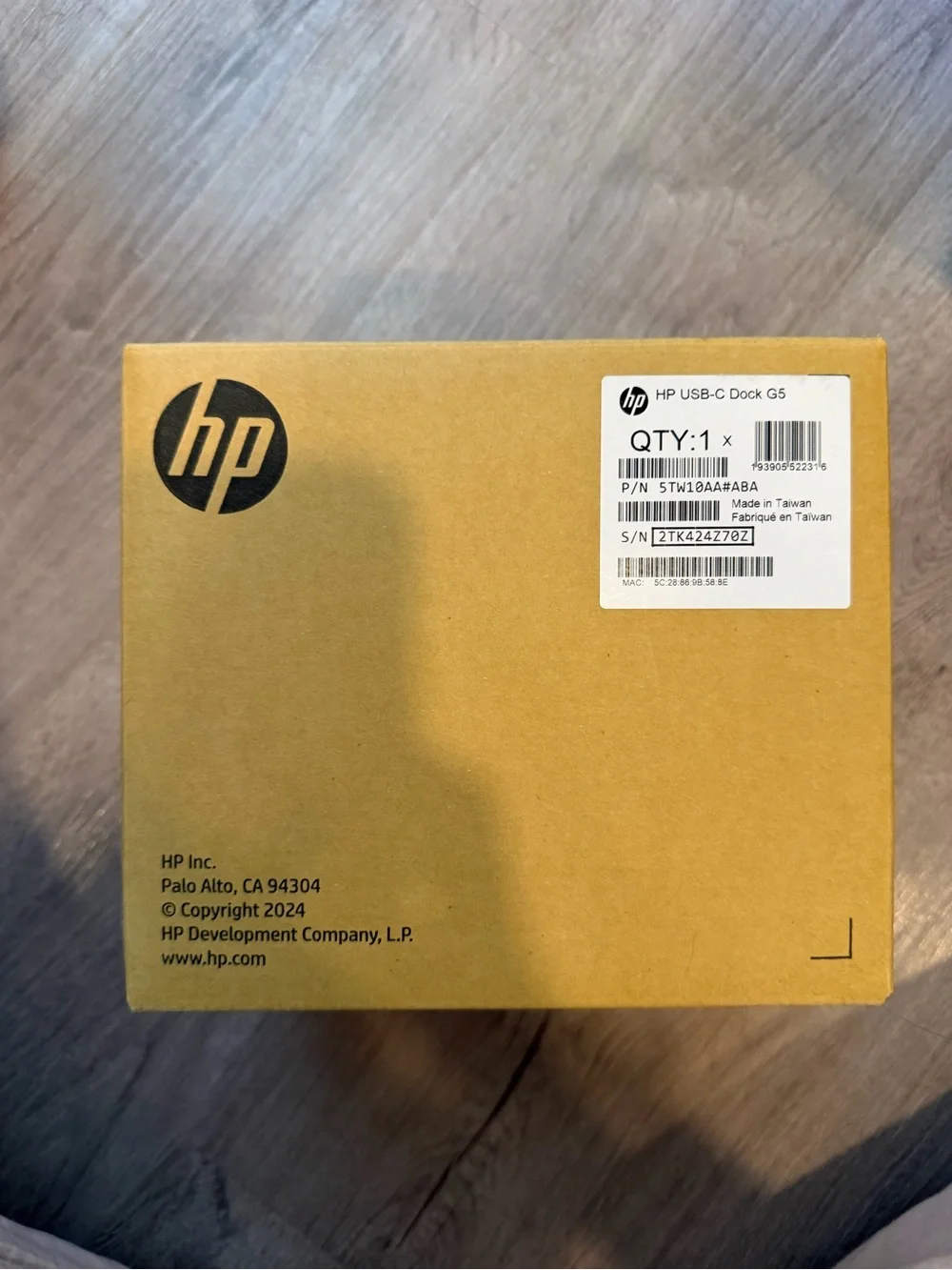 HP USB‑C Dock G5 in Kraft Brown Packaging
